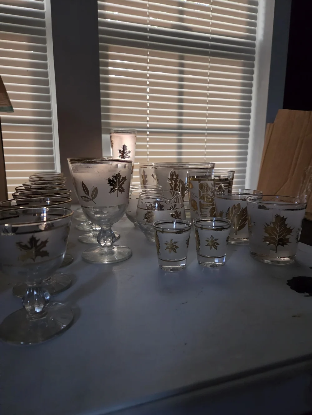 Vintage Libbey Gold Leaf Etched Glassware Set - Assorted Stemware